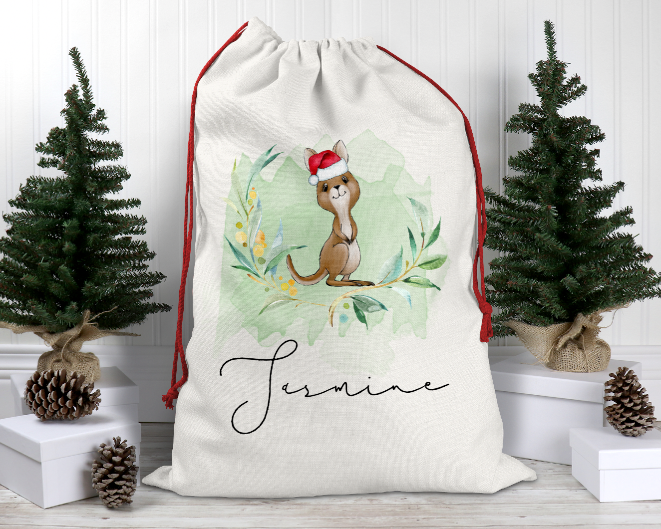 Large Personalised Christmas Santa Sack - Aussie Animals Kangaroo