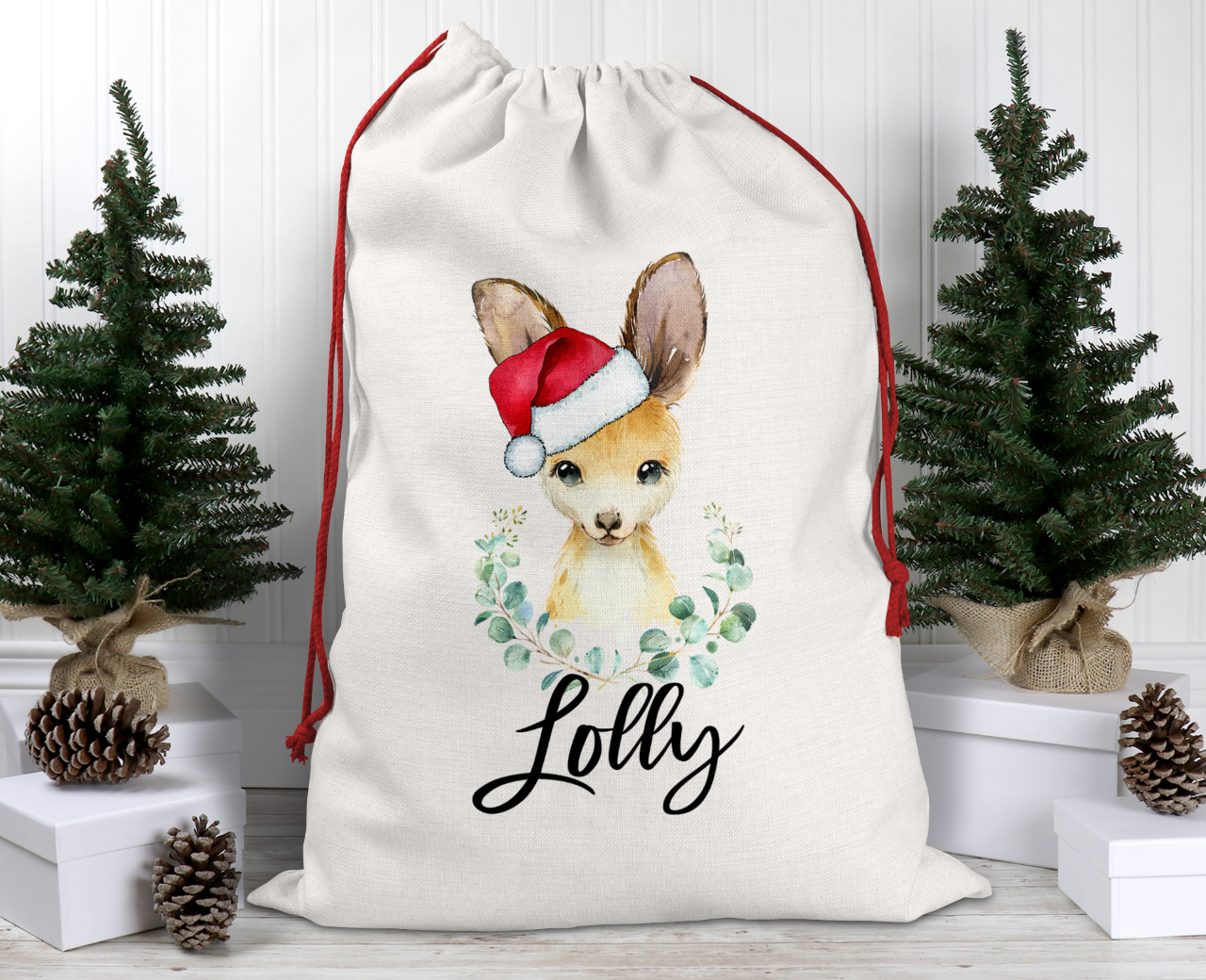 Large Personalised Christmas Santa Sack - Aussie Animals Kangaroo