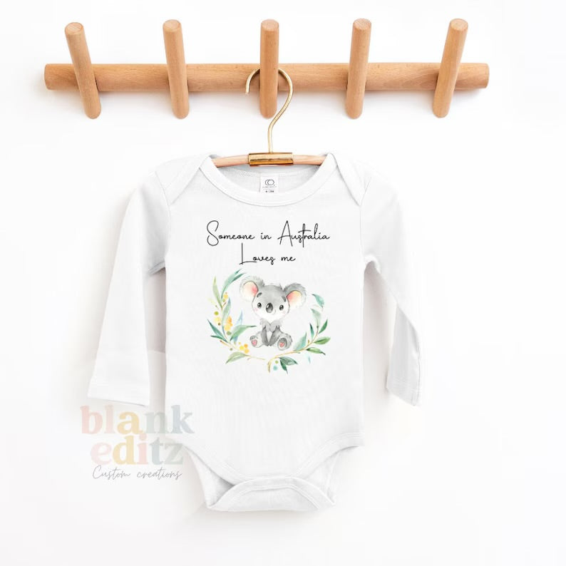 Someone in Australia loves me, koala bodysuit, Australiana Gift