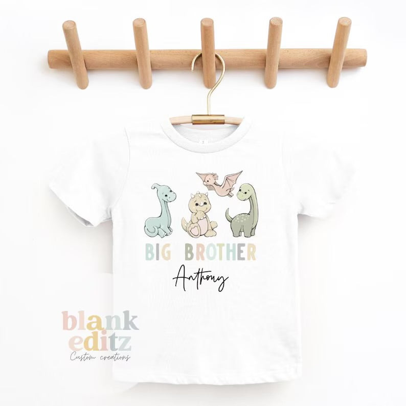 Big Brother T-Shirt, Personalised Dinosaur big brother, Matching sibling