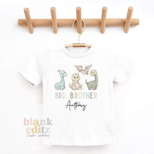 Big Brother T-Shirt, Personalised Dinosaur big brother, Matching sibling