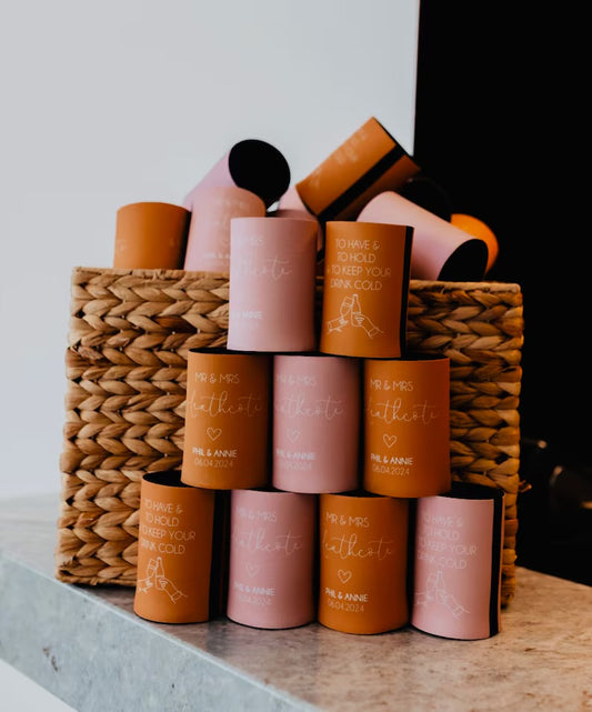 Wedding Stubby Holders, Personalised To have & to hold & keep your drink cold