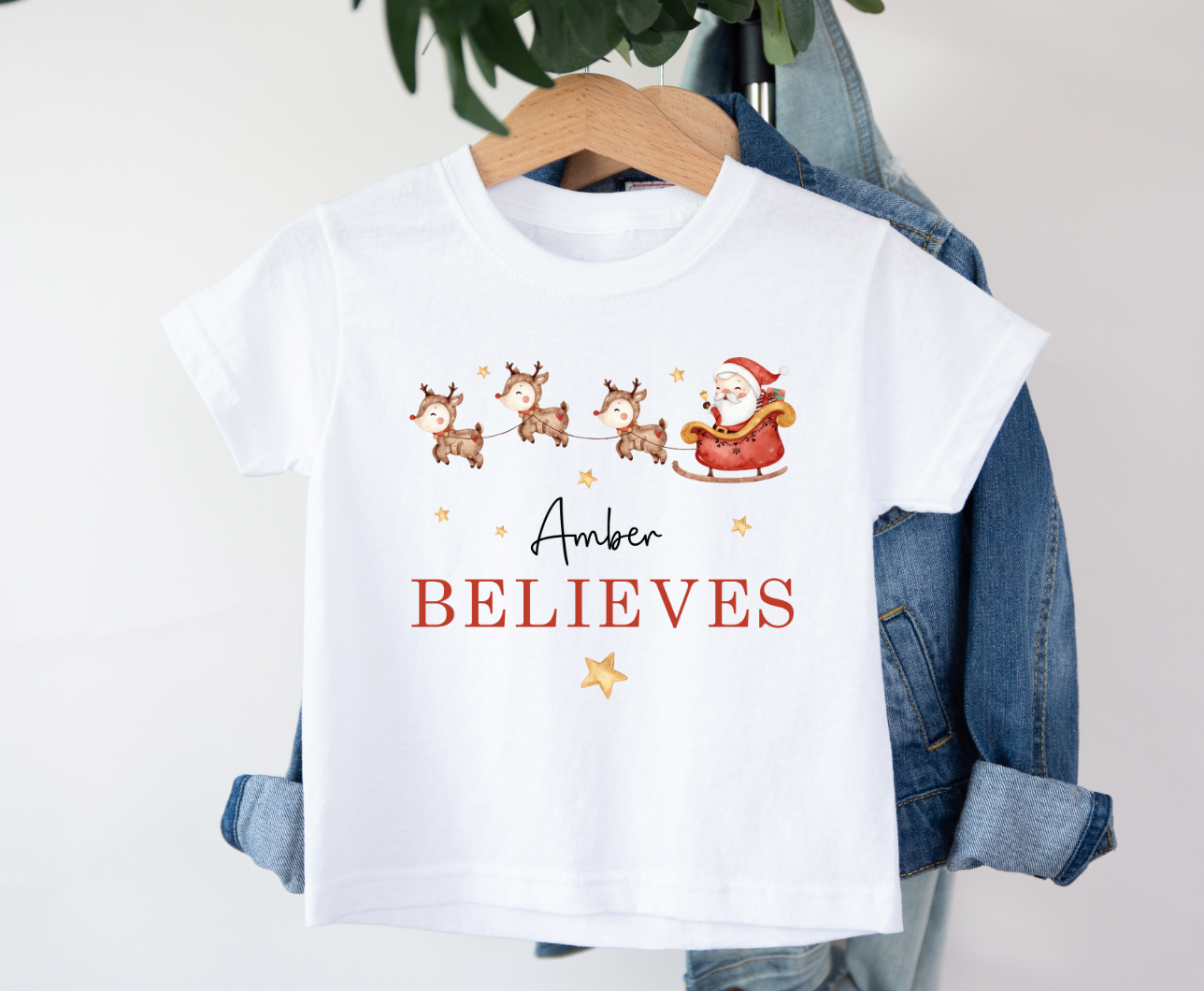 Personalised Christmas T-Shirt, Santa Sleigh
