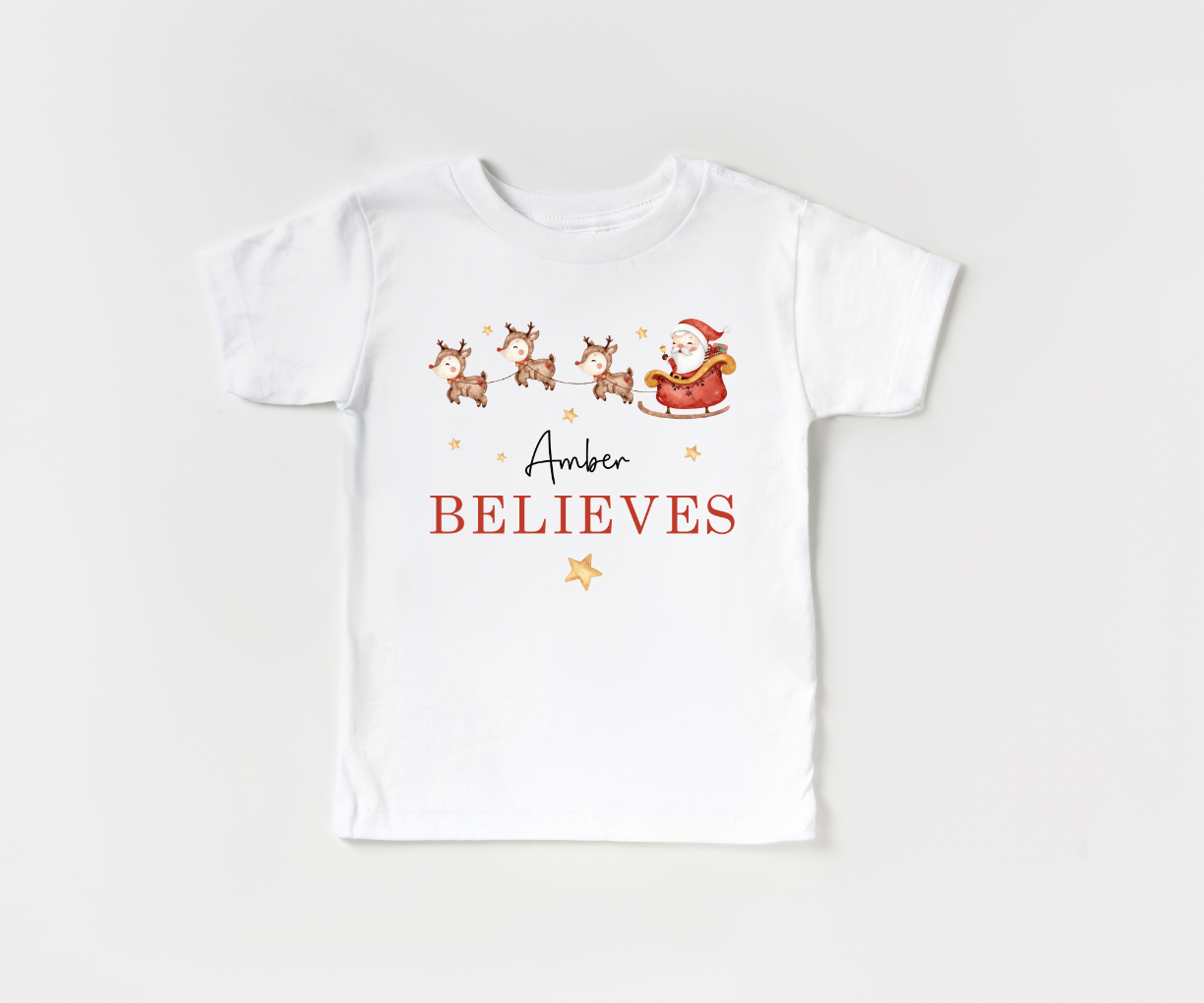 Personalised Christmas T-Shirt, Santa Sleigh